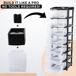 Kuber Industries Transparent & Black 7-Layer Collapsible Drawers Storage Organizer image 5