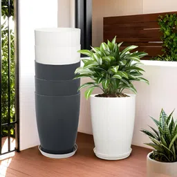 RUBOXA Plain Tower 6-Pcs White & Grey UV-ProtectedPlanters-37