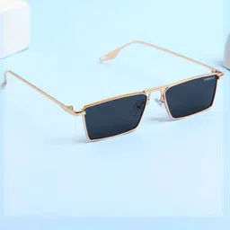 SUNGLASSIC Unisex Rectangle Sunglasses with UV Protected Lens Rebel-Gold-Black-16
