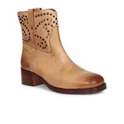 Saint G Women High Ankle Chunky Leather Block Boots-picture-15