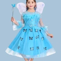STUMBLE FASHION Girls Floral & Butterfly Embellished Net Fit & Flare Dress-picture-14