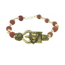 Divine souvenirs Unisex Gold Plated Rudhraksh Link Bracelet-picture-19