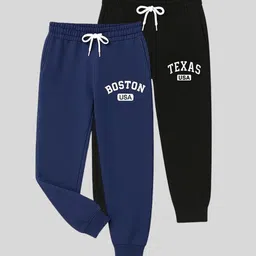 TICOSS Boys Pack Of 2 Typography Printed Mid-Rise Cotton Joggers-picture-46