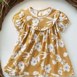 Xsole Girls Floral Printed Gathered or Pleated Fit & Flare Dress-image-51