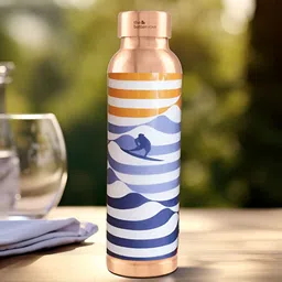 The Better Home Copper-Toned & Blue Abstract Printed Copper Water Bottle-950 ml-image-26