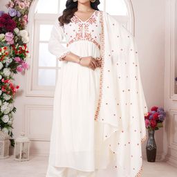 KALINI Women Embroidered Regular Kurta with Trousers & Dupatta-image-105