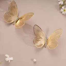 Estailo fashion Gold-Plated Artificial Stones Studded Quirky Shaped Drop Earrings-41