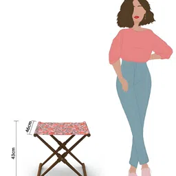 Chumbak Orange-Coloured & Peach Printed Bistro FoldableStool image 3