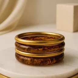 ATIBELLE Set Of 4 Gold-Plated Glossy Bangles-image-100