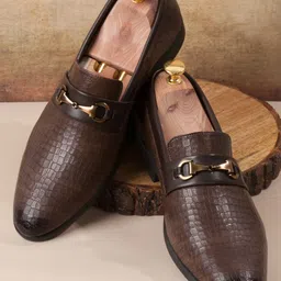 ID Men Textured Formal Loafer Shoes-image-94