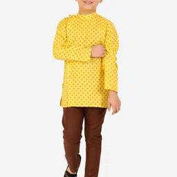 Superminis Boys Floral Printed Regular Pure Cotton Kurta with Pyjamas-11