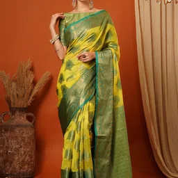 yourwish Floral Zari Organza Designer Banarasi Saree-image-51