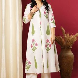 Anni Designer Floral Printed V-Neck A-Line Kurta With Trouser-29