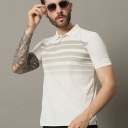 RENUOVO Men Striped Polo Collar Cotton T-shirt-image-54