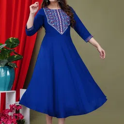 FebQ Embroidered Fit & Flare Midi Dress-image-56