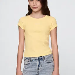 GAP Kids Girls Ribbed Pure Cotton T-Shirt-image-45