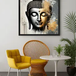 999Store Grey & Brown Lord Buddha Printed Canvas Wall Art-image-94