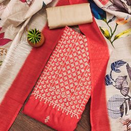 SAINOOR Floral Embroidered Semi-Stitched Dress Material-picture-5
