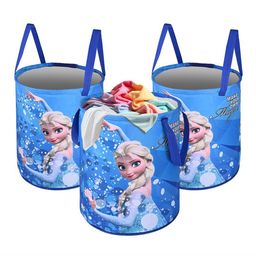 Kuber Industries Blue 3 Pieces Disney Frozen Printed Foldable Laundry Bag 45 L Each-image-37