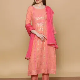 DUMMY SHAPE Women Paisley Printed Panelled Kurta with Trousers & With Dupatta-image-81