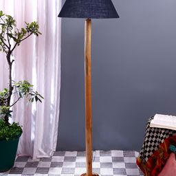 Devansh Blue & Brown Conical Shade Wood Base Floor Lamps-image-80