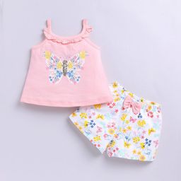 SNUGGLY MONKEY Girls Printed Pure Cotton Top With Shorts-image-76