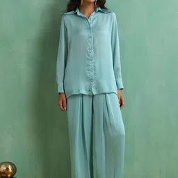 indy Raaga Shirt Collar Neck Shirt With Palazzos Co-Ords-image-94