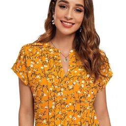 Sitanjali Floral Print Mandarin Collar Extended Sleeves Cotton Top-image-54