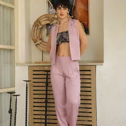 SANSKRUTIHOMES Printed Top, Waistcoat With Trouser Co-Ords-image-47