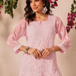 ADA Ethnic Motifs Embroidered Chikankari Chikankari Kurti-image-95