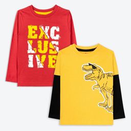 ariel Boys Pack Of 2 Graphic Printed Round Neck Cotton T-shirt-image-39