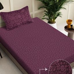 Myntra Elegant Homes Burgundy Embossed Woollen 300 TC Single Bedsheet Set 2.25 m x 1.5 m-image-11