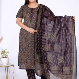 Jevi Prints Women Floral Printed Regular Pure Cotton Kurta with Trousers & With Dupatta-10