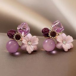 Celestique Korean Artificial Stone Studded Floral Shaped Studs-42