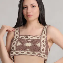 Fabme Print Crochet Bralette Crop Top-image-10