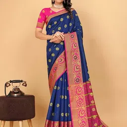 MUSKAN CREATION Woven Design Zari Banarasi Saree-image-30