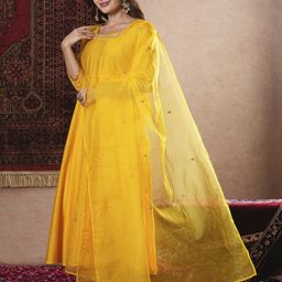 DIVASTRI Women Regular Sequinned Kurta with Trousers & With Dupatta image 2