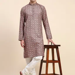SKAVIJ Men Paisley Embroidered Regular Kurta with Pyjamas-image-10