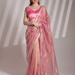 Mitera Sequinned Organza Saree-picture-33