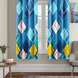 Aura Blue & Green 2 Pieces Geometric Sheer Window-image-19