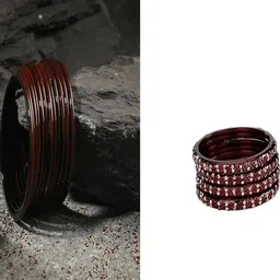 SOMIL Set of 16 Brown Alloy Artificial Stones & Beads Bangles-image-61