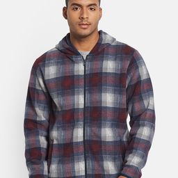 Octave Men Checked Hooded Sweatshirt-picture-22