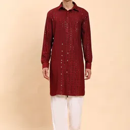 Pro-Ethic STYLE DEVELOPER Embroidered Sequinned Straight Kurta With Trousers-41