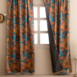 HOMEMONDE Teal & Orange Set of 2 Black Out Door Curtain-image-27