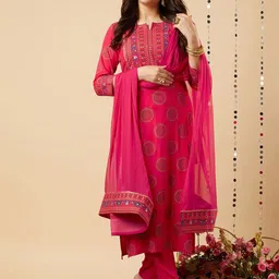 Anni Designer Women Floral Printed Regular Kurta with Trousers & With Dupatta-11