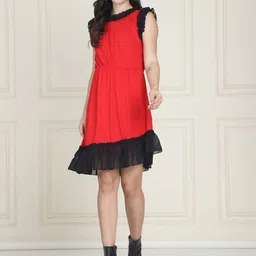 MINI & MING Women Colourblocked Ruffled A-Line Dress-picture-2
