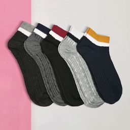 BAESD Unisex Pack Of 5 Striped Ankle Length Socks-51