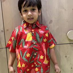 MASU LIVING Boys Comfort Spread Collar Floral Printed Cotton Casual Shirt-image-100