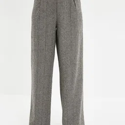 Trendyol Women Solid High-Rise Parallel Trousers-image-10