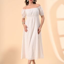 DressBerry Women Off-Shoulder Schiifli A-Line Maxi Dress-image-61